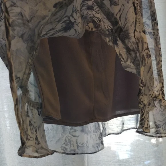 Floral Black and Tan Women's Skirt - Picture 6 of 7